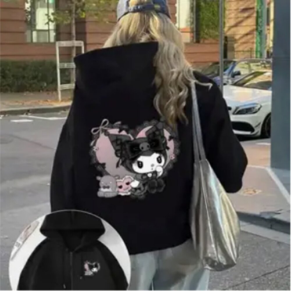 Kuromi & Friends Gothic Zip Hoodie Sanrio NWT